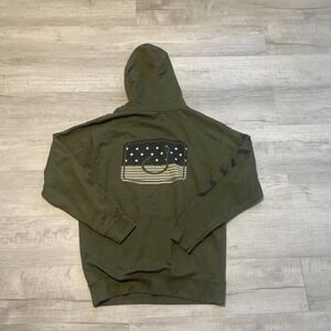 AVID Merica Fatigue Fishing Hook Men L Green Double-Sided Pullover Hoodie Cotton